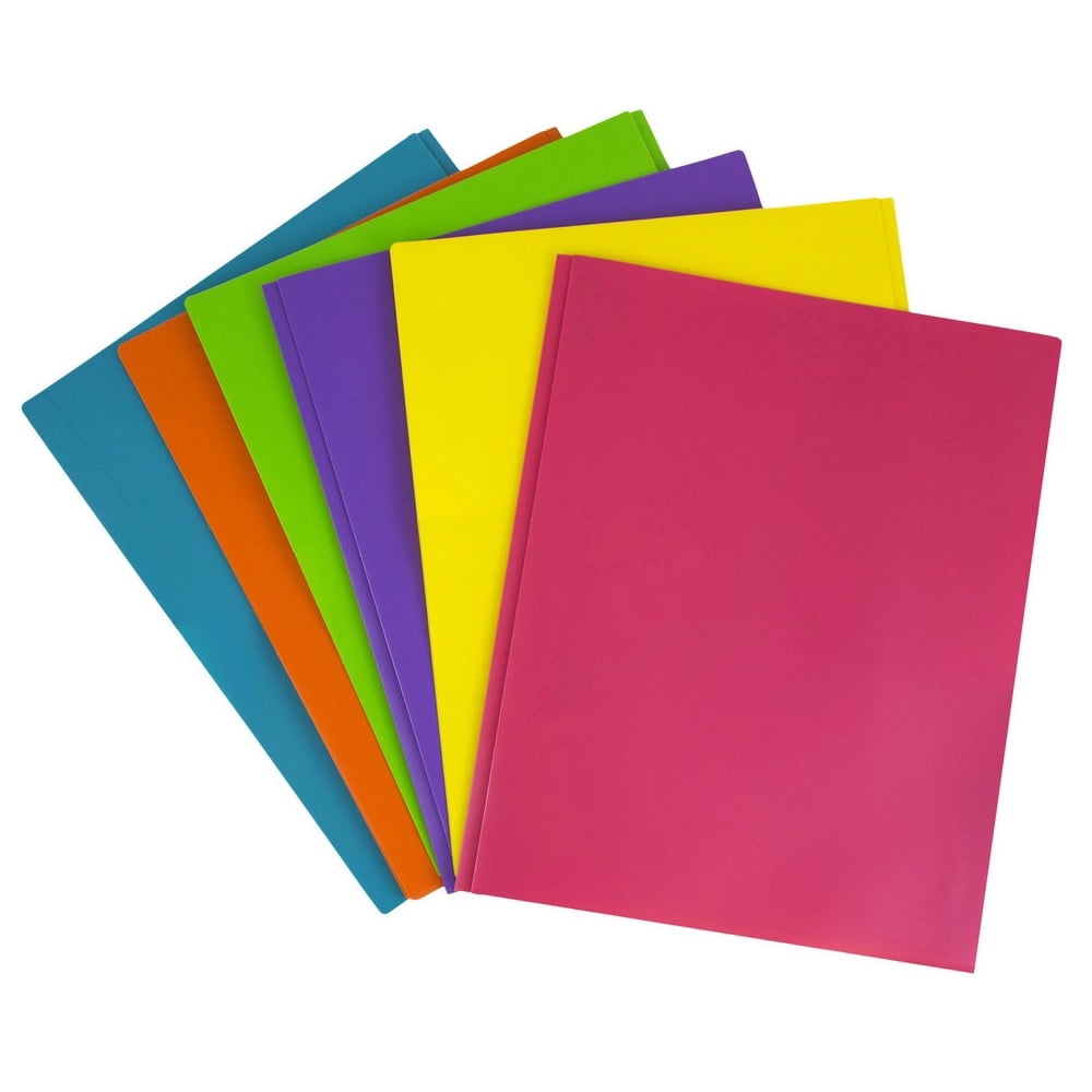JAM Paper Two Pocket Plastic Folders with Clasps, Assorted Fashion Colors, 6 per pack