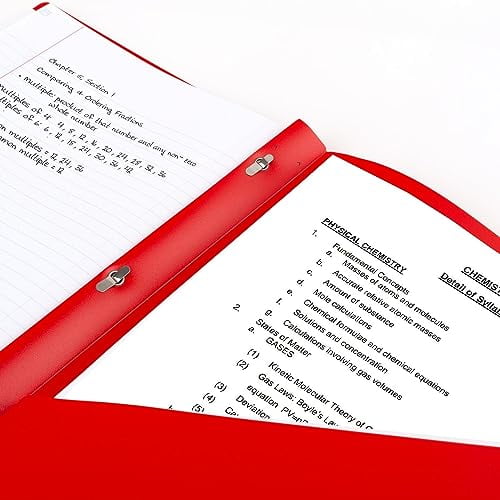 Five Star 2-Pocket Folder, 4 Pack, Plastic Folder with Prong Fasteners, Holds 8-1/2" x 11" Paper, Black, Fire Red, Forest Green, Pacific Blue (38140)