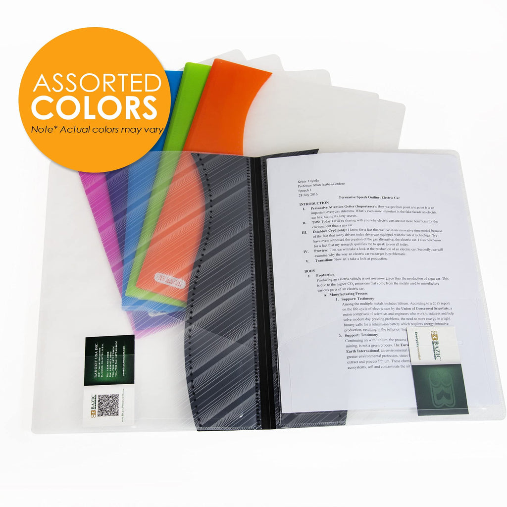 BAZIC 2 Pockets Poly Folder, Two Color Portfolio, Document Folders, 6-Pack