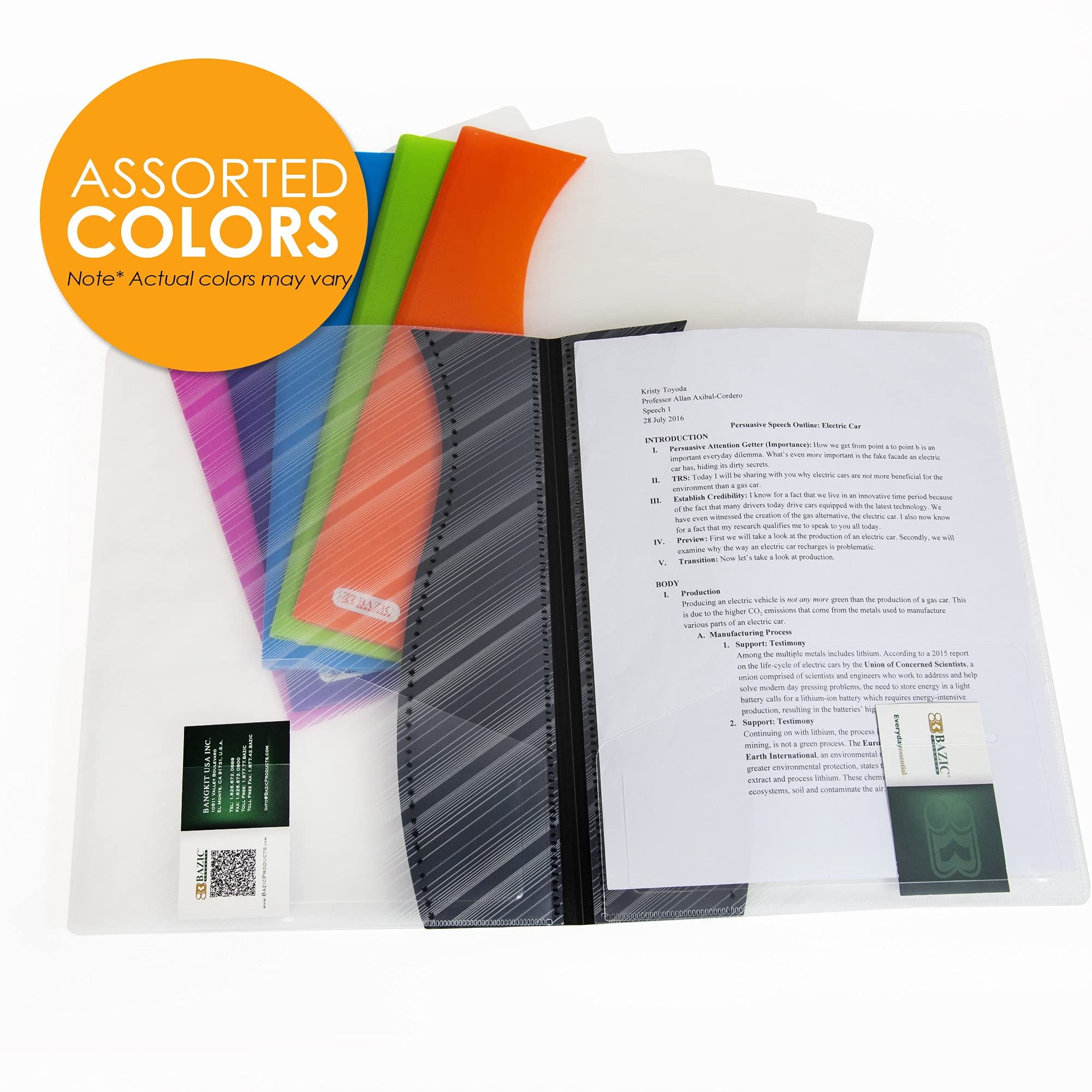 BAZIC 2 Pockets Poly Folder, Two Color Portfolio, Document Folders, 6-Pack