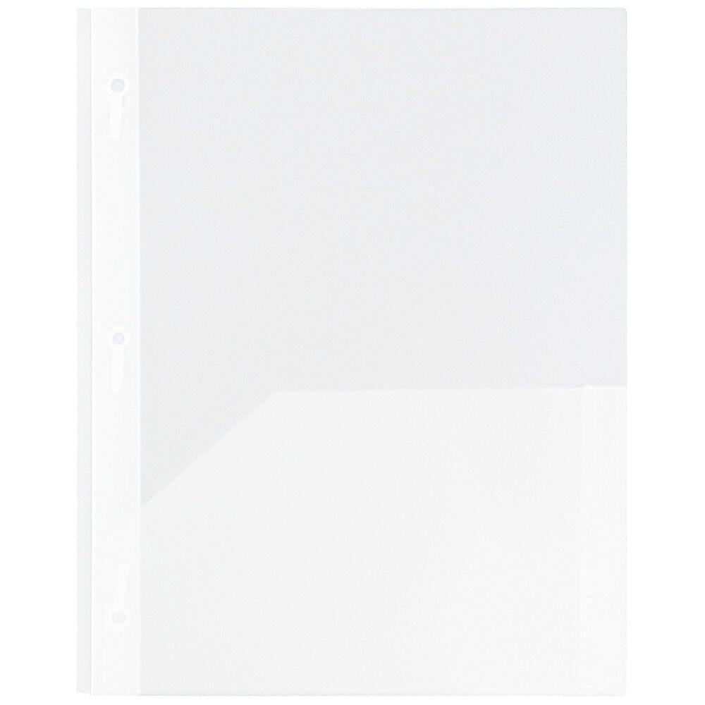 JAM Paper Plastic 2 Pocket School POP Folders with Metal Prongs Fastener Clasps, Clear, 3/Pack