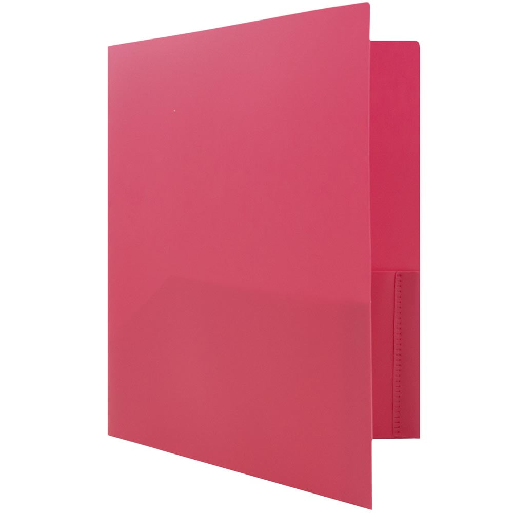 JAM Paper Plastic Pocket POP Folders with Metal Fastener Clasps, Fuchsia Hot Pink, 6 per Pack