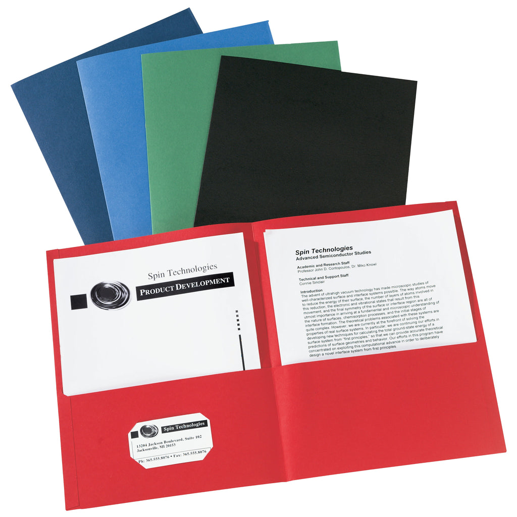 Two Pocket Folders, Holds up to 40 Sheets, 25 Assorted Folders