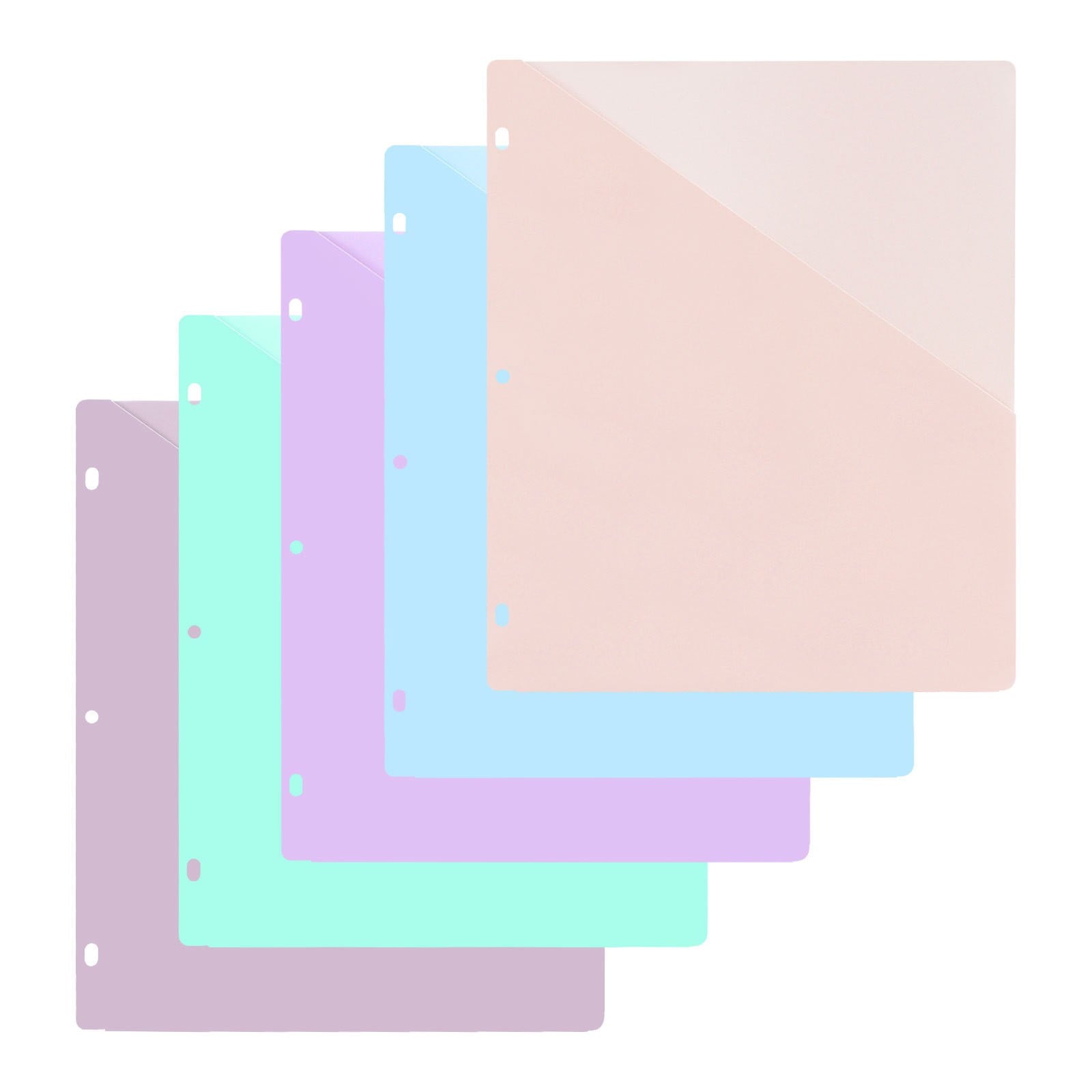 FURNIX Pocket Folders, 5 Pack, Pastel Colors, Folders With Pockets 3 Hole Punched, Folders, Folders For School, Folders With Pockets, Binder Folders, Pocket Folders For 3 Ring Binder，Cute Folder