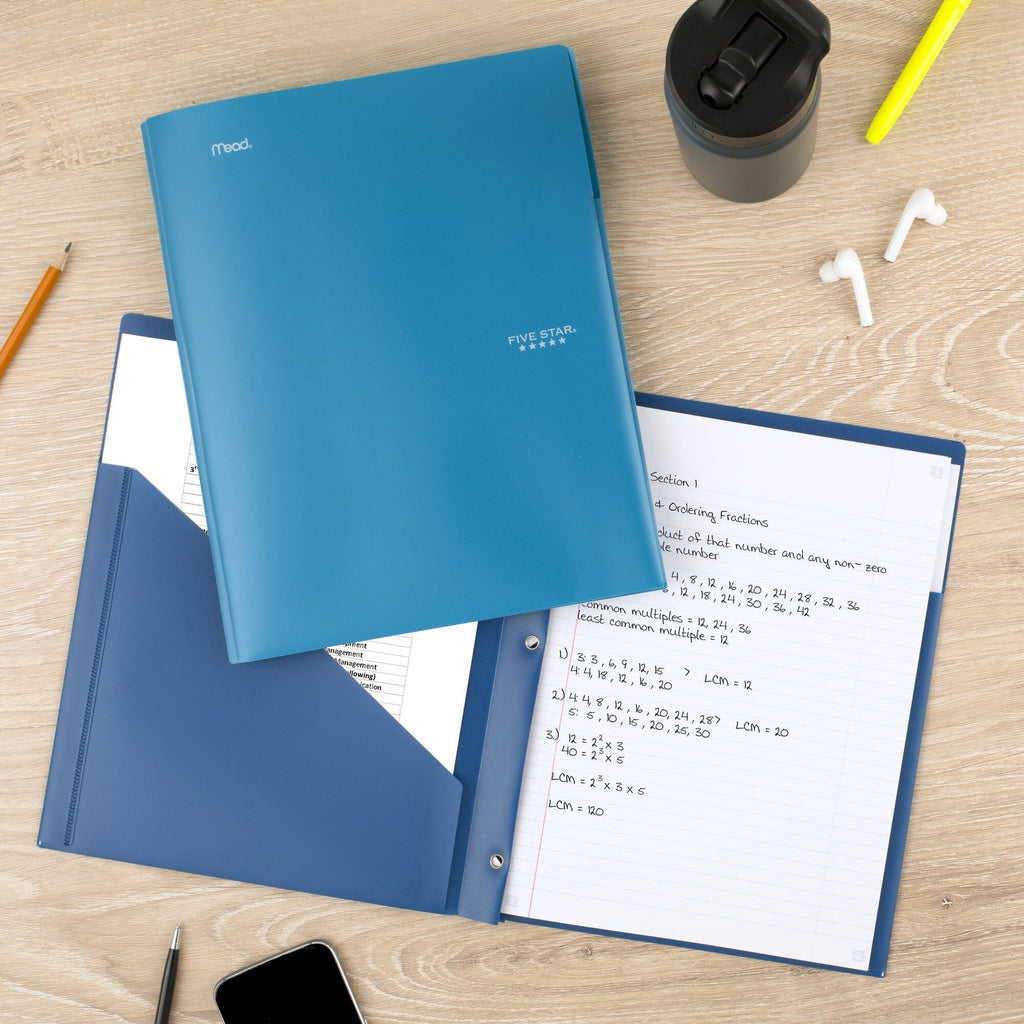 Five Star Plastic Pocket and Prong Folder 4 Pack Amethyst Purple Harvest Yellow