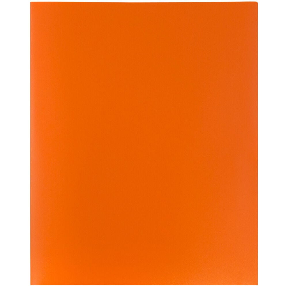 JAM Paper Plastic 2 Pocket POP Folders, School Folders, Orange, Bulk 144/Box