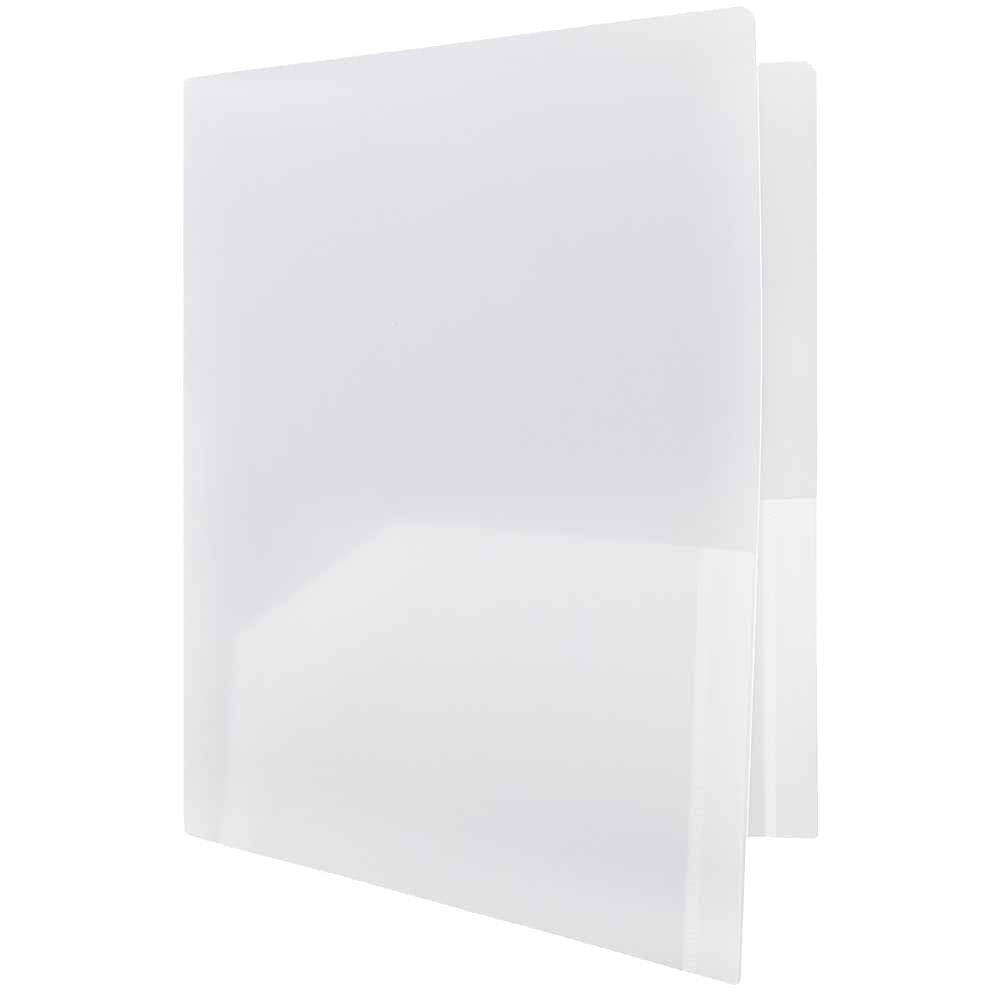 JAM Paper Heavy Duty Plastic Two Pocket Presentation Folders, Clear, 108/pack
