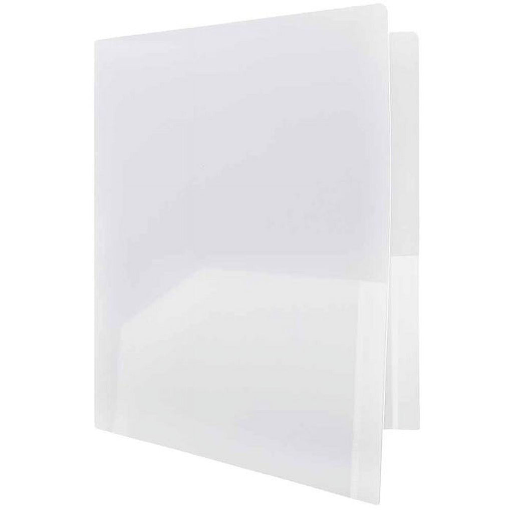 JAM Paper Plastic 2 Pocket Heavy Duty Folders, Clear, 9 x 12, 6 Pack