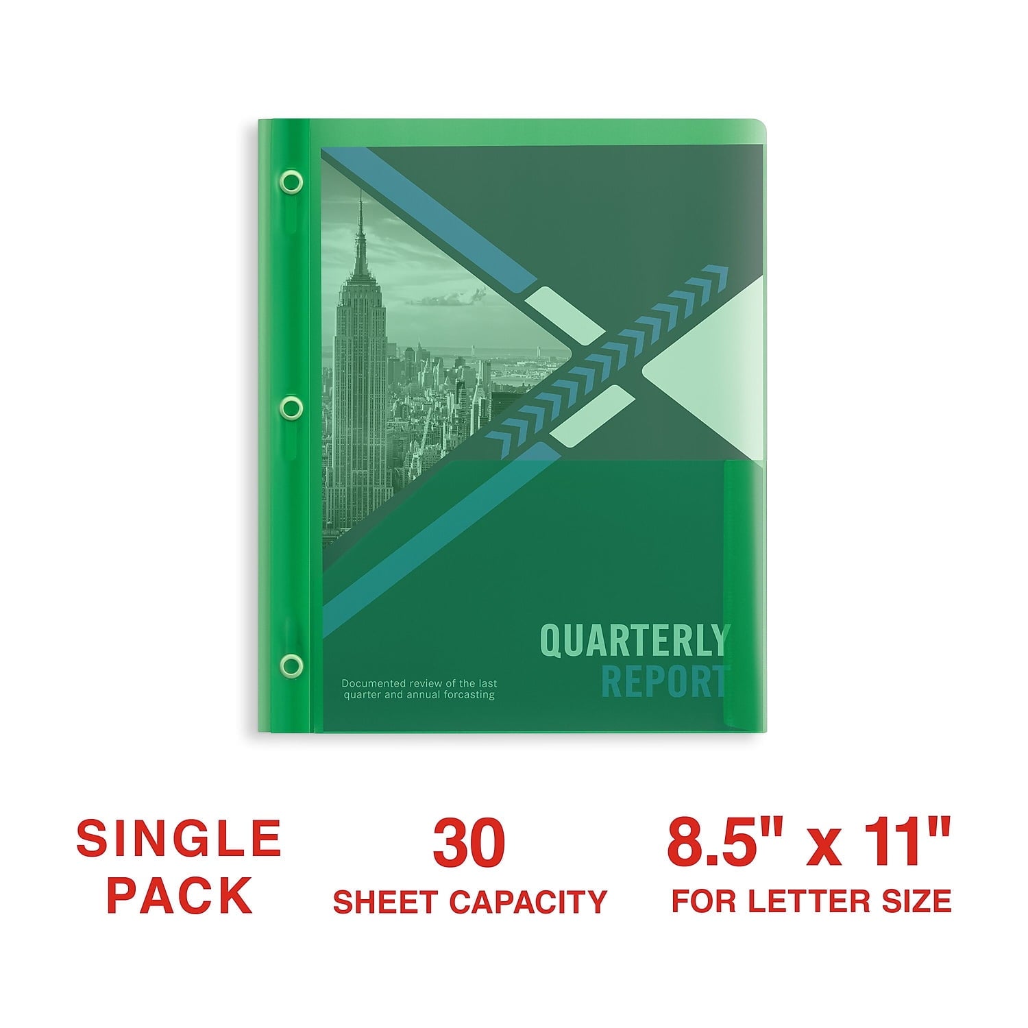 Staples 2 Pocket Plastic Folder Green 970157