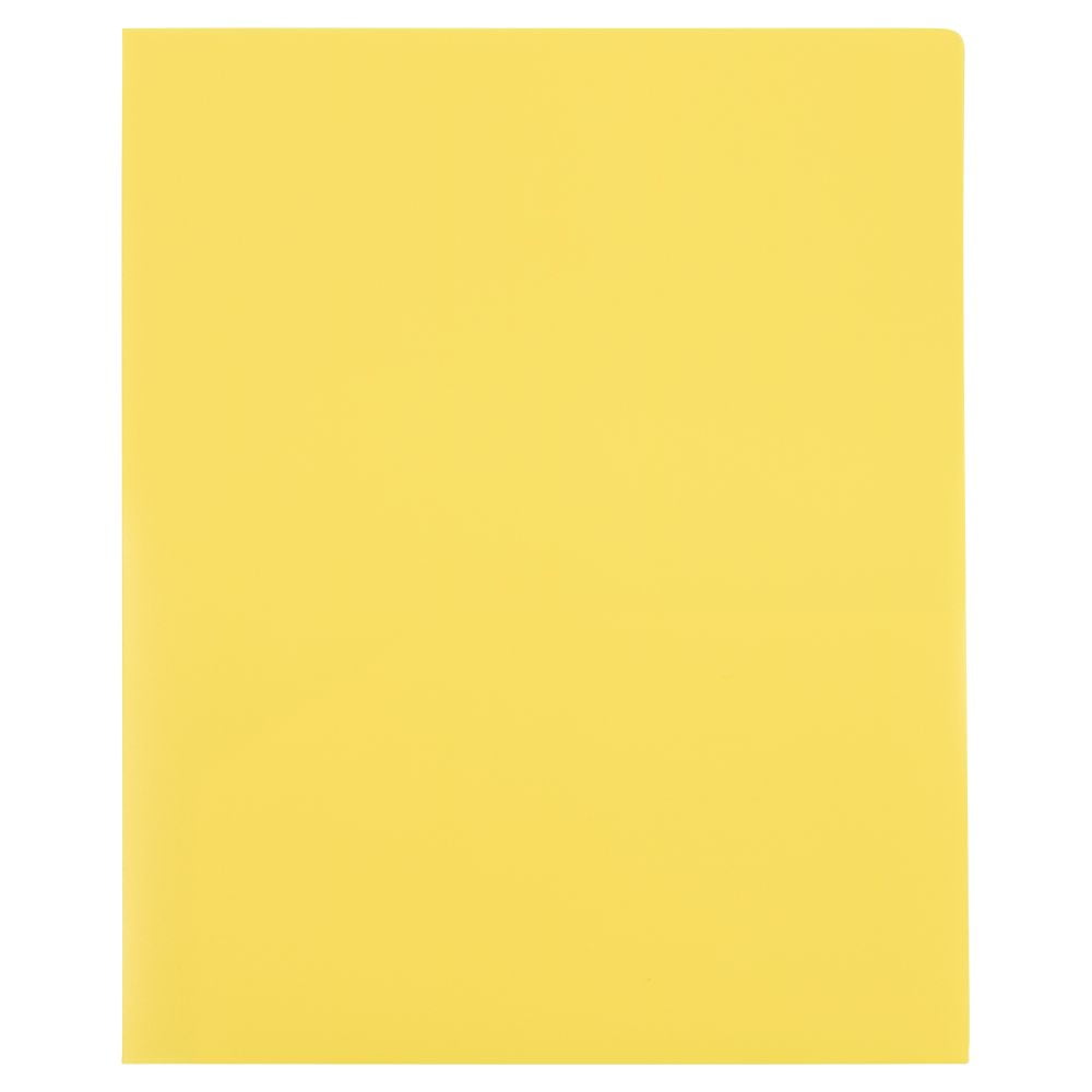 JAM Paper Plastic Two Pocket Presentation School Folders, Yellow, 6/Pack