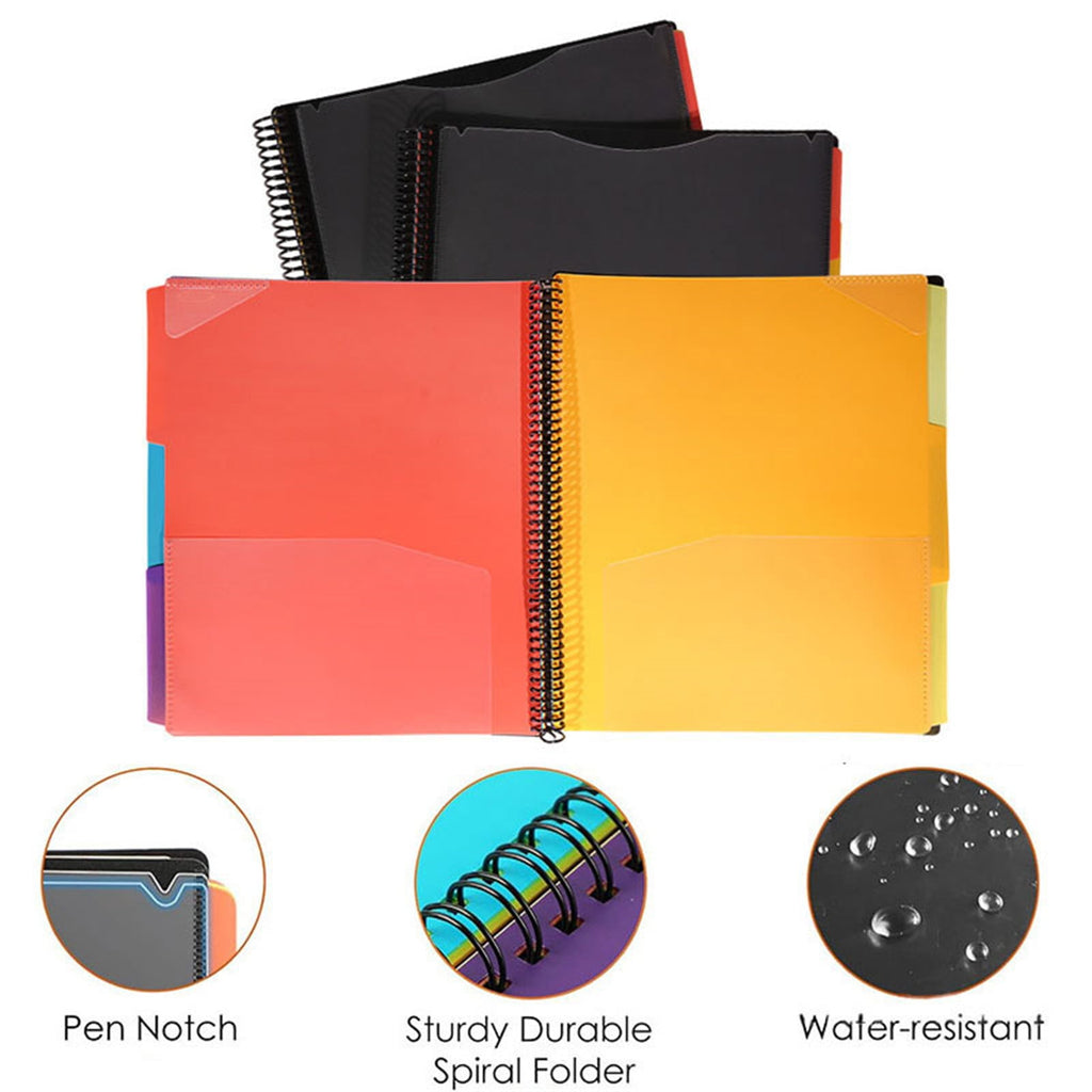 Kilougeis Clearance 3 Prong Poly Folder with Pockets Pocket Folder Classroom&nbsp;Must&nbsp;Haves Spiral Binder Black 6 Pages