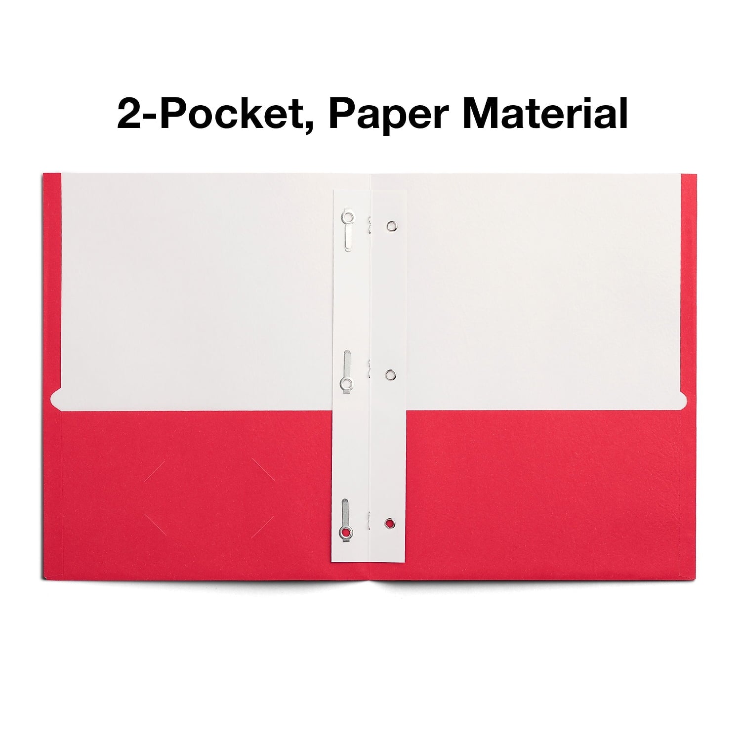 Staples School Grade 2 Pocket Folder with Fasteners Red 25/Box 27540-CC