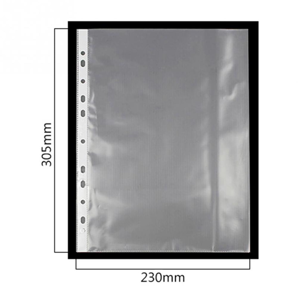 SagaSave 100x A4 Clear Plastic Punched Pocket Folders for Office Documents