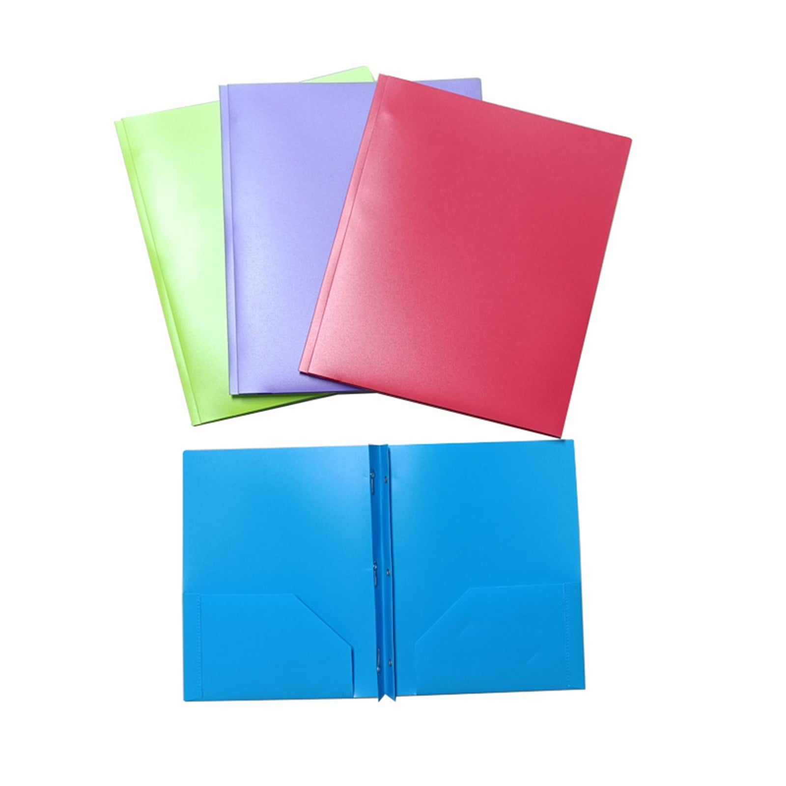 HANXIULIN 3-Prong Plastic Folders with Pockets, 2 Pocket Folders with Fasteners, Tear-Resistant Plastic Pockets, and Fit Letter Size Paper, Use for School Office Home Business, 1Pcs Folders