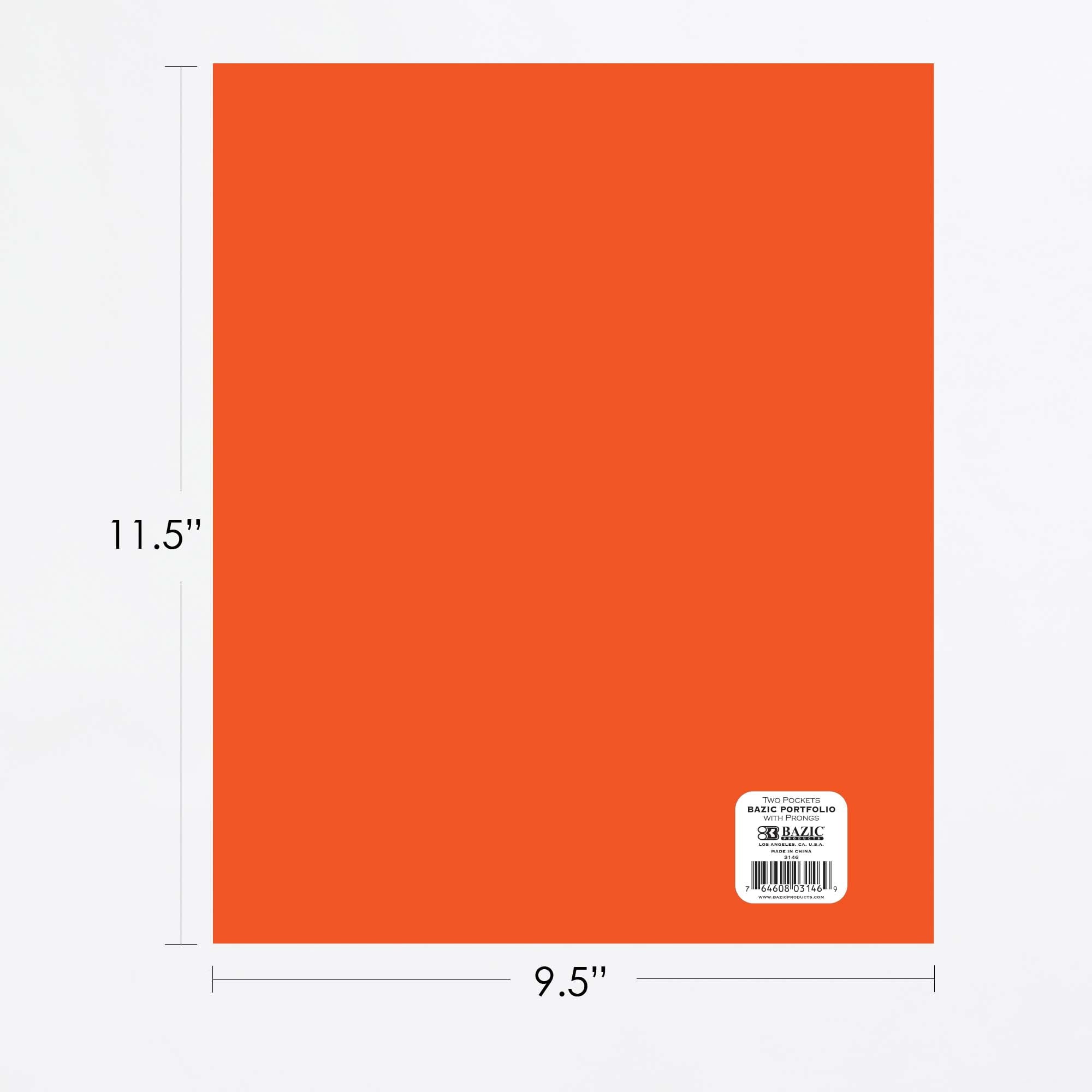 BAZIC 2 Pockets Paper Folder 3-Prong Fastener Clip, Laminated Portfolio 48-Pack