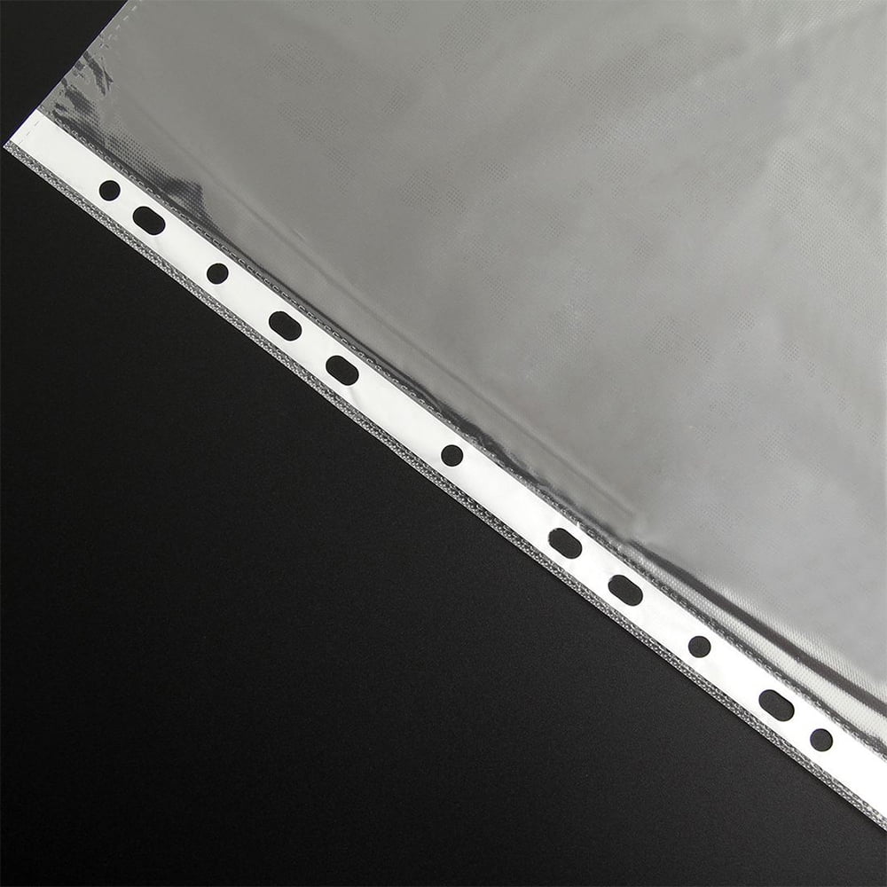 SagaSave 100x A4 Clear Plastic Punched Pocket Folders for Office Documents