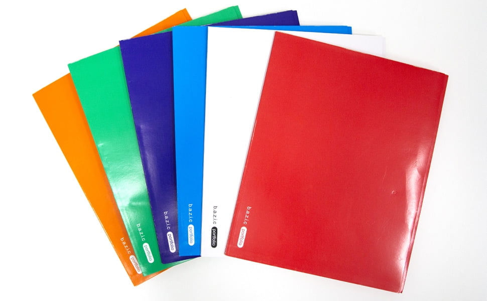 BAZIC 2 Pockets Paper Folder 3-Prong Fastener Clip, Laminated Portfolio 48-Pack